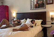 Asian step mom Krystal Davis gets vacation creampie sharing bed with stepson