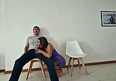 A blonde beauty gives a blowjob to a stranger in a homemade video
