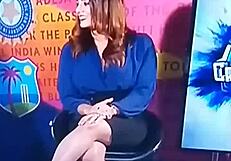 spicy hot indian tv anchor in cricket show