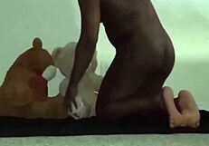 Enjoying a fun threesome with furry toy bears