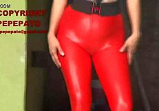 madura milf rocks tight leggings with sexy cameltoe style