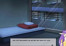 Redhead engages in solo game with big cock and tits