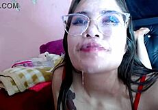 Submissive slut spits condom during intense face fucking