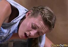 les aussie blonde with hairy pussy gets licked and eaten out in amateur reality