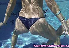 Teen Lesbian Fingers Cunt At Pool Party