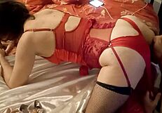 French slut in lingerie gets pussy licked and rimmed