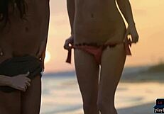 Four Lesbian Girlfriends Tease on Sunny Beach