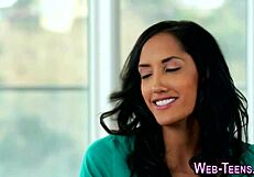 Latina Teen Tastes Lesbian with Petite Ass and Skinny Body