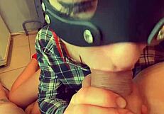 cumshot in throat from pov redhead blowjob