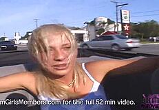 Blonde Flashes Naked In Backseat