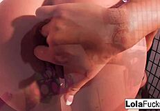 Sexy Lola Solo Masturbating In Colorful Socks