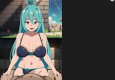 konosuba aqua standing creampie in my cute h game - ohh my waifu