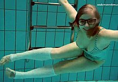 dasha submerged underwater in bikini and naked on beach