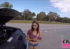 fucked this tiny 18+ teen 18+ that was broken down