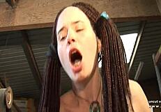 Hairy student gets his ass pounded in garage