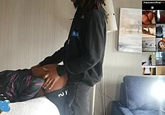 FUCK that EBONY MAID'S BIG COCK in HOTEL WRESTLING!