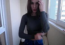 Cute Girl Tanya Shows Small Tits Outdoors