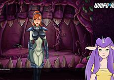 In Starcraft II Slutcraft, the redhead strips for you, unleashing monster cum in part 4