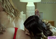 this lesbian threesome pussy licking on bed is hot