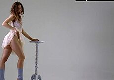 Flexible teen Ursula Fe teases naked in acrobatic gym workout