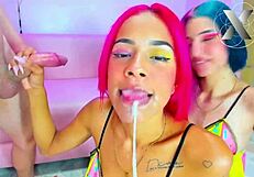 Jazmin And Candy Dominate Her With Rough Deepthroat, Spitting, And Monster Cock Quickie.
