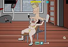 Fuckerman part 5 features bimbo with big tits in sex gym