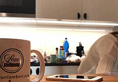 Young Amateur Wife Does Dishes in Bra and Leggings for Voyeur Cam