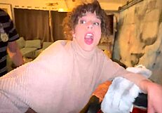 Stepmother seduces stepsons in public bathroom and gives them a deep throat treatment