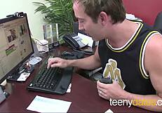 Skinny teen gets her wet pussy pounded by a stud