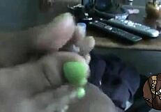 Ebony toes tease cock