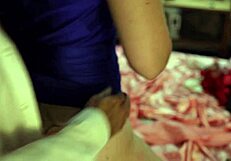 French amateur in satin panties and tight dress gets deepthroat and rimming action