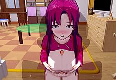 3D animated cartoon with big tits and big ass, creampie and cum shot