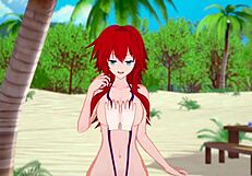 Rias’ big boobs in 3D animated hentai