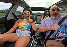 latina novinha enjoys wet car ride fun in cajamar