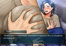 Squeeze the MILF's tits hard in episode 2