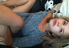 gorgeous blonde camgirl masturbating her cute tits