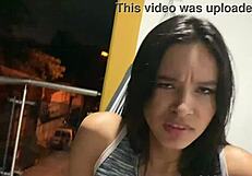 A woman having anal sex on the balcony and a stranger watching her