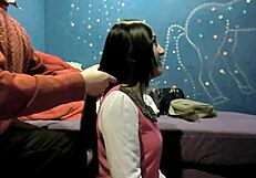 Long hair fetish video with teasing hairjob action