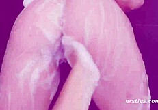 Caireen and Mirah, blonde beauties, enjoy a hot shower with a steamy surprise