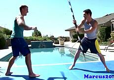 muscular gay bottom takes anal outdoors