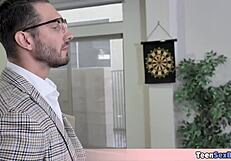 He Is Tutoring A Cute Brunette Teen 18+ And Todays Lesson Is All About Fucking From Behind