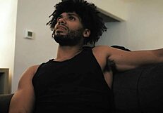 in the dorm, muscular bodybuilder roommates share big hairy cock in interracial blowjob and rimjob