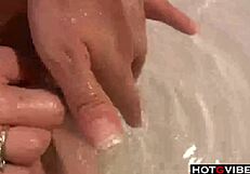 Hot Brunette Fingering Herself in Bathtub with Toys