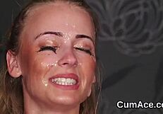 Frisky Honey Gets Cumshot On Her Face Swallowing All The Love Juice