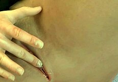 Blonde teen girl in a solo scene