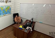 Beautiful Girl Masturbates And Gets Fucked With Big Cock In Classroom