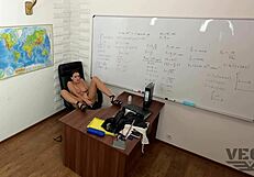 Beautiful Girl Masturbates And Gets Fucked With Big Cock In Classroom