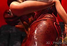 3D animated porn with hot girl gagging and cock sucking