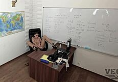 Beautiful Girl Masturbates And Gets Fucked With Big Cock In Classroom