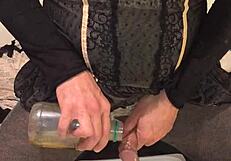 Dirty sissy enjoys drinking and pissing